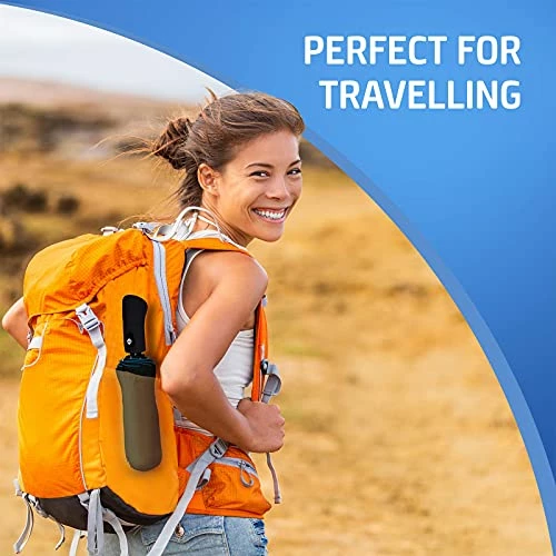 Rain-Mate Compact Travel Umbrella - Pocket Portable Folding Windproof Mini Umbrella - Auto Open And Close Button And 9 Rib Reinforced Canopy (Blue Sky) 4 Rain-Mate Compact Travel Umbrella - Pocket Portable Folding Windproof Mini Umbrella - Auto Open And Close Button And 9 Rib Reinforced Canopy (Blue Sky) - Image 2