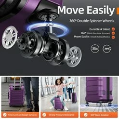 SHOWKOO Luggage Sets Expandable PC+ABS Durable Suitcase Sets Double Wheels TSA Lock 4 Piece Luggage Set Purple 16 SHOWKOO Luggage Sets Expandable PC+ABS Durable Suitcase Sets Double Wheels TSA Lock 4 Piece Luggage Set Purple -TRAVELPRO Sales 51 Oh8dv7ZL