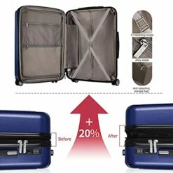 FOCHIER 3 Piece Hardshell Luggage Set, Expandable Hardside Lightweight Fashion PC+ABS Suitcase With Spinner Wheels & TSA Lock (20/24/28), Blue -TRAVELPRO Sales 51 REl Yg S