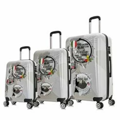 InUSA Hardside Luggage Set With Spinner Wheels, World Printed Travel Suitcases With TSA Lock And Ergonomic GEL Handle, World, 3 Piece Set (20/24/28)