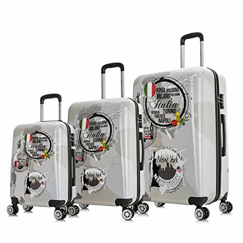 InUSA Hardside Luggage Set With Spinner Wheels, World Printed Travel Suitcases With TSA Lock And Ergonomic GEL Handle, World, 3 Piece Set (20/24/28) 3 InUSA Hardside Luggage Set With Spinner Wheels, World Printed Travel Suitcases With TSA Lock And Ergonomic GEL Handle, World, 3 Piece Set (20/24/28)