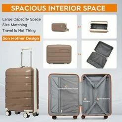 Joyway 20" Carry-On Suitcases & 14" Cosmetic Bag & 7" Small Bag, Lightweight Polypropylene Carrying Case With TSA Lock, Rigid Luggage With Swivel Wheels (Chocolate Color, 20in Carry-On) -TRAVELPRO Sales 51dPxoO1bjL