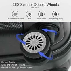 Ceilo ABS Hardside Luggage Sets With USB Interface Laptop Pocket,Lightweight Carry On Suitcase With TSA Lock&360°Spinner Wheels,Black,3-Piece Travel Luggage Set (20/24/28) -TRAVELPRO Sales 51e3Z3KvTXL