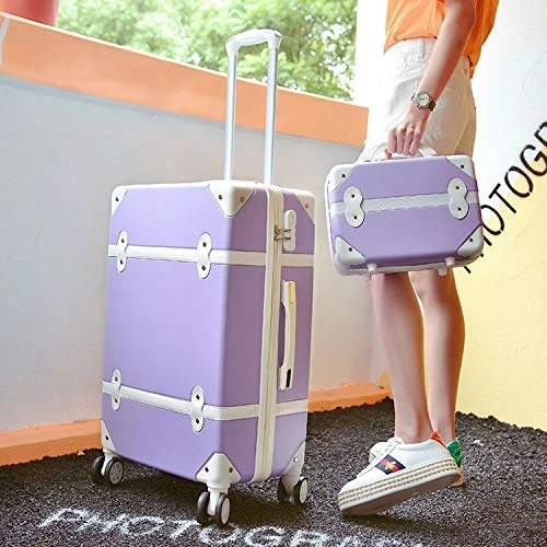 Classical Retro Rolling Luggage With Cosmetic Bag For Women Travel Carry On Trolley Suitcase,Gray,26 5 Classical Retro Rolling Luggage With Cosmetic Bag For Women Travel Carry On Trolley Suitcase,Gray,26 - Image 3