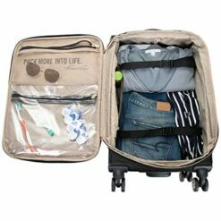 Kenneth Cole Reaction Women's Chelsea Luggage Chevron Softside 8-Wheel Spinner Expandable Suitcase Collection, Black, 2pc Bundle (Carry On+Backpack) -TRAVELPRO Sales 51fCQggtQPL