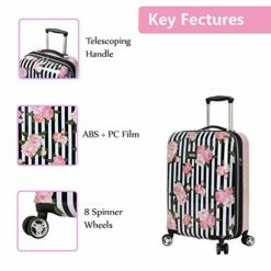 Betsey Johnson 4 Piece Designer Luggage - Expandable (ABS+PC) Hardside Lightweight Spinner Suitcases - Set Includes 15 Inch Underseat Bag, 20 Inch Carry On, 26 & 30 Inch Checked Bags (Stripe Roses) 16 Betsey Johnson 4 Piece Designer Luggage - Expandable (ABS+PC) Hardside Lightweight Spinner Suitcases - Set Includes 15 Inch Underseat Bag, 20 Inch Carry On, 26 & 30 Inch Checked Bags (Stripe Roses) -TRAVELPRO Sales 51g6RgwfYnL