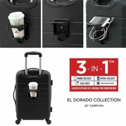 Wrangler Smart Luggage Set With Cup Holder And USB Port, Black, 20-Inch Carry-On -TRAVELPRO Sales 51h1anO2xbL