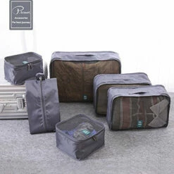 6 Set Packing Cubes Travel Luggage Organizer Waterproof Mesh Lightweight Suitcase Storage Bag Clothing Laundry Bag Shoe Bag (Grey) -TRAVELPRO Sales 51jBc0Qm9PL