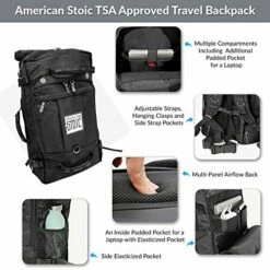 American Stoic Carry On Bag Black - 50L TSA Approved Weekender Bag – Convertible From 19” Laptop Backpack To Carryon Duffel Bag – 22x14x9 (43 Linear) Inches 14 American Stoic Carry On Bag Black - 50L TSA Approved Weekender Bag – Convertible From 19” Laptop Backpack To Carryon Duffel Bag – 22x14x9 (43 Linear) Inches -TRAVELPRO Sales 51jFArxgD2L