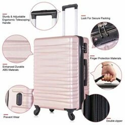 4 Piece Luggage Sets, Expandable Hardshell ABS Luggage Sets With TSA Lock Spinner Wheels Travel Suitcases Set (4 PCS, TSA Lock+Expandable, Rose Gold) -TRAVELPRO Sales 51jJ aiIeXL