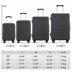 4 Piece Hardshell Luggage Sets,Travel Suitcase,Carry On Luggage With Spinner Wheels Free Cover&Hanger Inside (Black, 4 Pieces) -TRAVELPRO Sales 51k AGXiiL