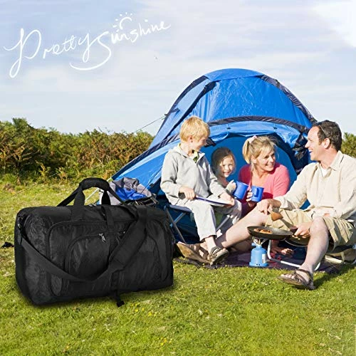 Duffel Bags For Traveling, 65L Carry On Foldable Weekender Overnight Bag For Men Women Waterproof Weekend Travel Duffle Bags With Shoe Compartment,Black 4 Duffel Bags For Traveling, 65L Carry On Foldable Weekender Overnight Bag For Men Women Waterproof Weekend Travel Duffle Bags With Shoe Compartment,Black - Image 2