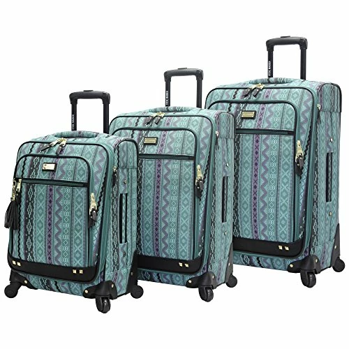 Steve Madden Designer Luggage Collection - 3 Piece Softside Expandable Lightweight Spinner Suitcase Set - Travel Set Includes 20 Inch Carry On, 24 Inch & 28-Inch Checked Suitcases (Print/Teal) 3 Steve Madden Designer Luggage Collection - 3 Piece Softside Expandable Lightweight Spinner Suitcase Set - Travel Set Includes 20 Inch Carry On, 24 Inch & 28-Inch Checked Suitcases (Print/Teal)