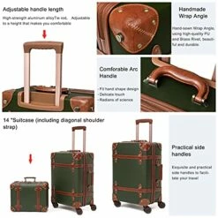 NZBZ Vintage Luggage Sets With Spinner Wheels Cute Carry On Suitcase Tsa Lock Luggage 3 Pieces (Green, 14inch & 20inch & 28inch) 14 NZBZ Vintage Luggage Sets With Spinner Wheels Cute Carry On Suitcase Tsa Lock Luggage 3 Pieces (Green, 14inch & 20inch & 28inch) -TRAVELPRO Sales 51lYTsDDLTS