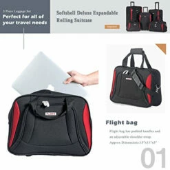 Flieks 5 Piece Luggage Set Deluxe Expandable Rolling Suitcase (black&red) 10 Flieks 5 Piece Luggage Set Deluxe Expandable Rolling Suitcase (black&red) -TRAVELPRO Sales 51loHqgziRL