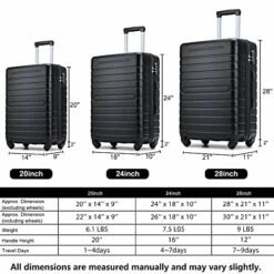 Hardshell Luggage Sets 3 PCS Spinner Suitcase With Tsa Lock Lightweight Black -TRAVELPRO Sales 51lpFXW601S