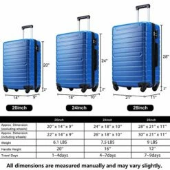 Hardshell Luggage Sets 3 PCS Spinner Suitcase With Tsa Lock Lightweight Blue -TRAVELPRO Sales 51m1KqFD91L