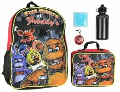 Bioworld Five Nights At Freddy's 16" School Backpack Lunch Box Water Bottle Lunch Kit -5 Piece Set