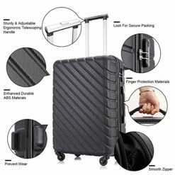 4 Piece Hardshell Luggage Sets,Travel Suitcase,Carry On Luggage With Spinner Wheels Free Cover&Hanger Inside (Black, 4 Pieces) -TRAVELPRO Sales 51njnEPPGoL