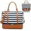 Womens Travel Weekend Bag Canvas Overnight Carry On Shoulder Duffel Beach Tote Bag (Blue Stripe With Shoe Compartment) -TRAVELPRO Sales 51owAlIxcRL
