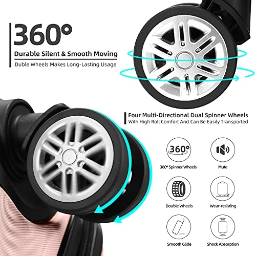 SHOWKOO Luggage Sets Expandable PC+ABS Durable Suitcase Double Wheels TSA Lock Pink 3pcs 7 SHOWKOO Luggage Sets Expandable PC+ABS Durable Suitcase Double Wheels TSA Lock Pink 3pcs - Image 5