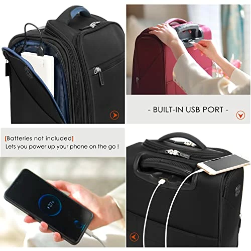 VERAGE Carry On Underseat Luggage With Wheels & USB Port, Wheeled Spinner Bag Carry-on Luggages For Airlines, Lightweight Suitcase Men Women, Pilots And Crew (14-Inch Compact) 7 VERAGE Carry On Underseat Luggage With Wheels & USB Port, Wheeled Spinner Bag Carry-on Luggages For Airlines, Lightweight Suitcase Men Women, Pilots And Crew (14-Inch Compact) - Image 5