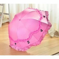 Honeystore Princess Lace Ultraviolet-Proof Triple Folding Umbrella Dome Parasol Fuchsia -TRAVELPRO Sales 51q9q9ei4vL