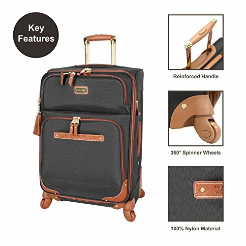 Steve Madden Designer Luggage Collection - Expandable 24 Inch Softside Bag - Durable Mid-sized Lightweight Checked Suitcase With 4-Rolling Spinner Wheels (Global Black) 9 Steve Madden Designer Luggage Collection - Expandable 24 Inch Softside Bag - Durable Mid-sized Lightweight Checked Suitcase With 4-Rolling Spinner Wheels (Global Black) - Image 7