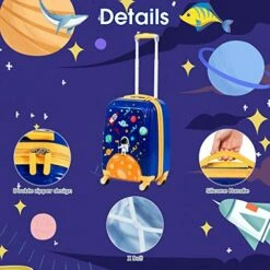 Goplus Kids Luggage Set, 12" & 18" Kids Carry On Luggage Set, Multi-directional Wheels Suitcase, Large Capacity Rolling Trolley Suitcase, Gift For Boys And Girls Toddlers Children Travel (Universe) -TRAVELPRO Sales 51r9RwNAjoL