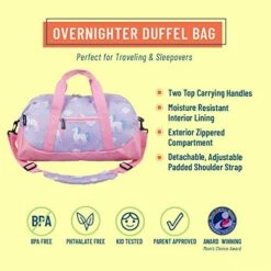 Wildkin Kids Overnighter Duffel Bags For Boys & Girls, Measures 18 X 9 X 9 Inches Duffel Bag For Kids, Carry-On Size & Ideal For School Practice Or Overnight Travel, BPA-free (Unicorn) -TRAVELPRO Sales 51sfctMKDDL