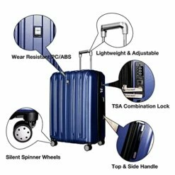 FOCHIER 3 Piece Hardshell Luggage Set, Expandable Hardside Lightweight Fashion PC+ABS Suitcase With Spinner Wheels & TSA Lock (20/24/28), Blue -TRAVELPRO Sales 51u7mhbXxpS