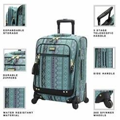 Steve Madden Designer Luggage Collection - 3 Piece Softside Expandable Lightweight Spinner Suitcase Set - Travel Set Includes 20 Inch Carry On, 24 Inch & 28-Inch Checked Suitcases (Print/Teal) 19 Steve Madden Designer Luggage Collection - 3 Piece Softside Expandable Lightweight Spinner Suitcase Set - Travel Set Includes 20 Inch Carry On, 24 Inch & 28-Inch Checked Suitcases (Print/Teal) -TRAVELPRO Sales 51x1FqS9t3L