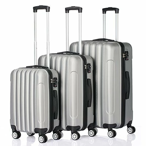 GOMHWAOL Luggage 3 Piece Set Suitcase ABS Material Hardshell Lightweight (Silver Gray) 3 GOMHWAOL Luggage 3 Piece Set Suitcase ABS Material Hardshell Lightweight (Silver Gray)
