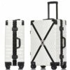 Sondre X Luggage Rolling Wheels Old Fashion Trunk Suitcase PC ABS Spinner Hardshell Carry On With TSA Lock 20" 24" 26" 29"(White)