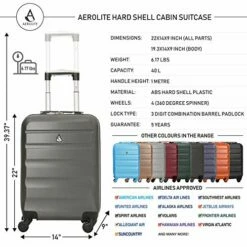 Aerolite 22x14x9” Hard Shell Suitcase Spinner Carry On + Under Seat Holdall -TRAVELPRO Sales 51y1FjuXQmL