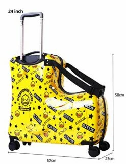 AO WEI LA OW Cute Unisex Kids Ride On Suitcase Travel Trolley Case Spinner Carry On Luggage With Wheels Suggest Fits To Kids Aged 3-6 Years Old(Yellow/01, 20 Inch) -TRAVELPRO Sales 51y5YxX n3L
