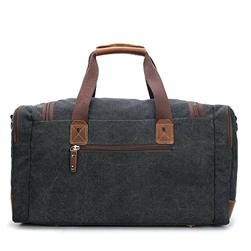 BLUBOON Travel Duffel Bag Canvas Weekender Overnight Carry-on Luggage With Genuine Leather Trim For 6 BLUBOON Travel Duffel Bag Canvas Weekender Overnight Carry-on Luggage With Genuine Leather Trim For - Image 4