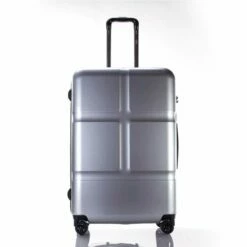Suitcase, Lightweight, Large 28-Inch Hard-Shell Aluminum Alloy Suitcase, 4 Spinner Wheels, Abs Luggage Travel Trolley, Silver, 20 Inch