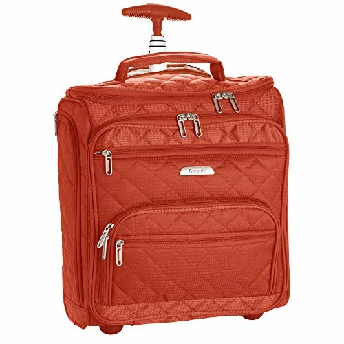 16.5" Underseat Women Luggage Carry On Suitcase - Small Rolling Tote Bag With Wheels (Orange) 4 16.5" Underseat Women Luggage Carry On Suitcase - Small Rolling Tote Bag With Wheels (Orange) - Image 2