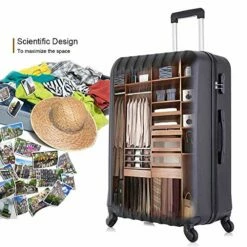 4 Piece Luggage Sets With Spinner Wheels Travel Suitcase Hard-shell Lightweight 16" 20" 24" 28" (4 PCS LM Black) -TRAVELPRO Sales 51zoAb7RBfL