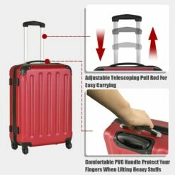 Goplus 3Pcs Luggage Set, Hardside Travel Rolling Suitcase, 20/24/28 Rolling Luggage Upright, Hardshell Spinner Luggage Set With Telescoping Handle, Coded Lock Travel Trolley Case (Wine) -TRAVELPRO Sales 61W ha8wCML
