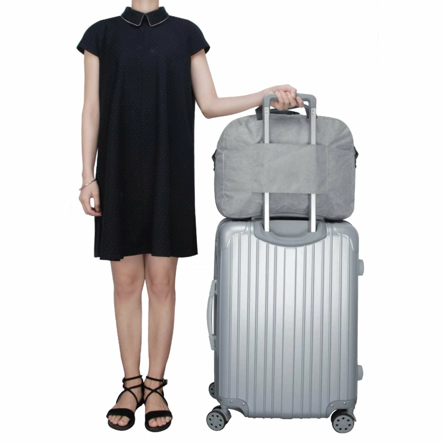 16" Foldable Duffle Bag 20L For Travel Gym Sports Packable Lightweight Luggage Duffel Water-resistant By WANDF (Light Grey 16", 16 Inches (20 Liter)) 4 16" Foldable Duffle Bag 20L For Travel Gym Sports Packable Lightweight Luggage Duffel Water-resistant By WANDF (Light Grey 16", 16 Inches (20 Liter)) - Image 2