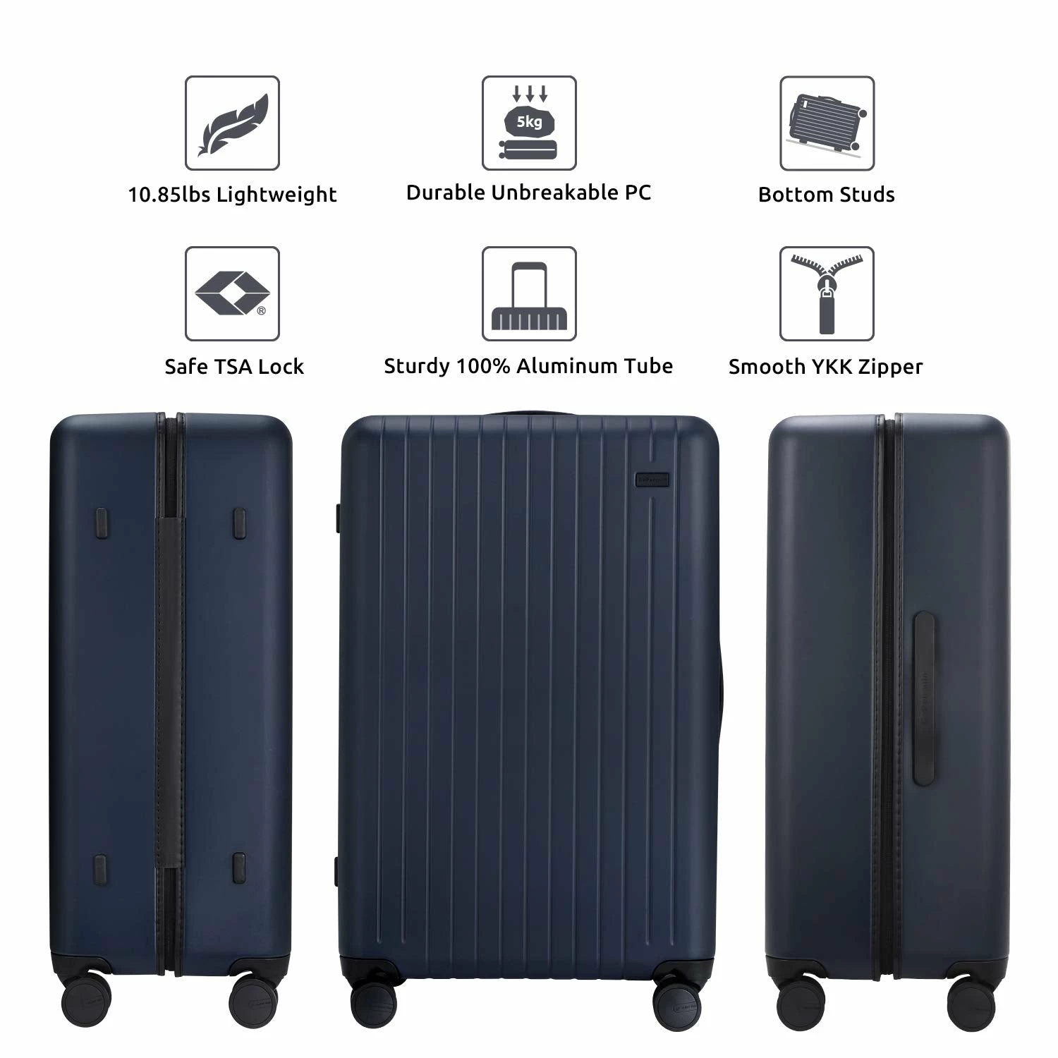 GoPenguin Hardside Luggage With Spinner Wheels, Medium 26 Inch Rolling Checked Suitcase PC Lightweight Blue 8 GoPenguin Hardside Luggage With Spinner Wheels, Medium 26 Inch Rolling Checked Suitcase PC Lightweight Blue - Image 6