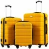 Coolife Luggage 3 Piece Set Suitcase Spinner Hardshell Lightweight TSA Lock 4 Piece Set (Yellow) -TRAVELPRO Sales 714lKTKhQLL
