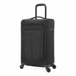 SWISSGEAR Getaway Expandable Carry-On USB Spinner With Garment Bag | Built-in Powerbank-Ready USB Port | Charge-Capable Smart Luggage - Men's And Women's - Black