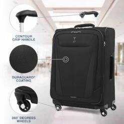 Travelpro Maxlite 5 Lightweight Checked Medium 25" Expandable Softside Luggage Black, 25-inch -TRAVELPRO Sales 71GxthN72JL