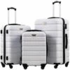 Coolife Luggage 3 Piece Set Suitcase Spinner Hardshell Lightweight TSA Lock 4 Piece Set (White) -TRAVELPRO Sales 71NHTuS2moL