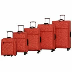 It Luggage Stitched Squares 8 Wheel Lightweight Expandable 5-Piece Set, Orange