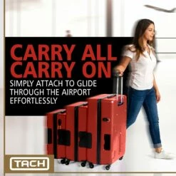 TACH TUFF 3-Piece Hardcase Connectable Luggage & Carryon Travel Bag Set | Rolling Suitcase With Patented Built-In Connecting System | Easily Link & Carry 9 Bags At Once (wine Red) -TRAVELPRO Sales 81SgO9olWzL