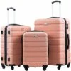 Coolife Luggage 3 Piece Set Suitcase Spinner Hardshell Lightweight TSA Lock 4 Piece Set (Sakura Pink) -TRAVELPRO Sales 81lvV8l 8FL